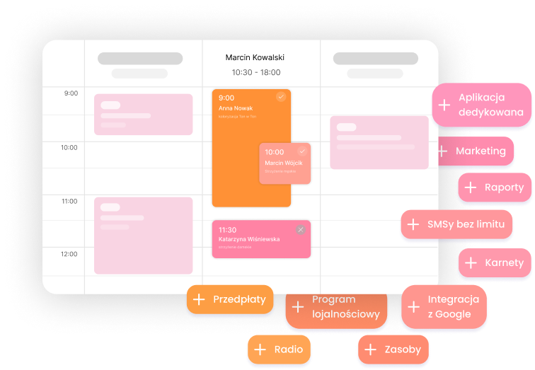 Opis funkcjonalności kalendarza systemu saloner